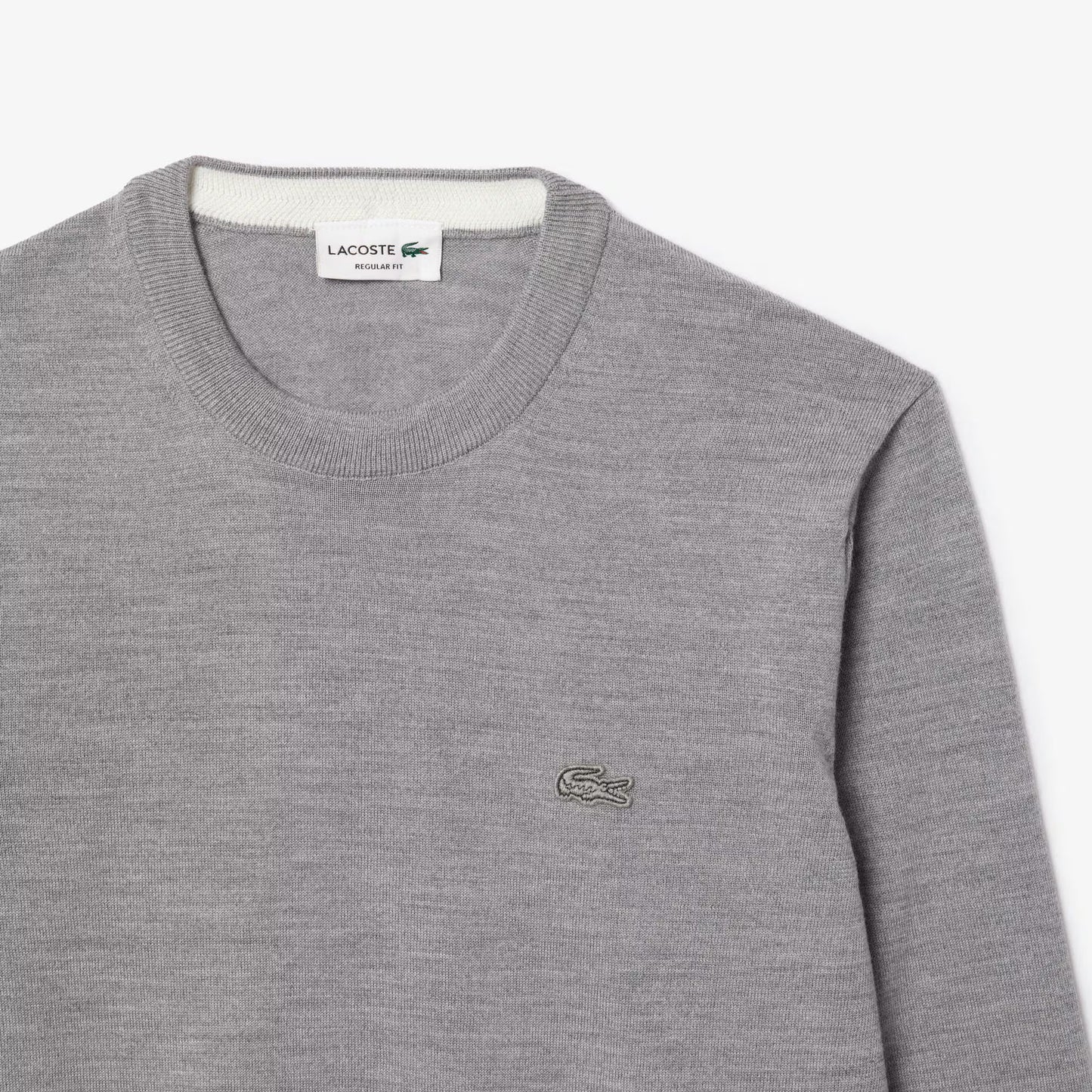 LACOSTE MERINO WOOL TONAL CROC LOGO CREW NECK JUMPER GREY 2XL RRP £140 BNWT