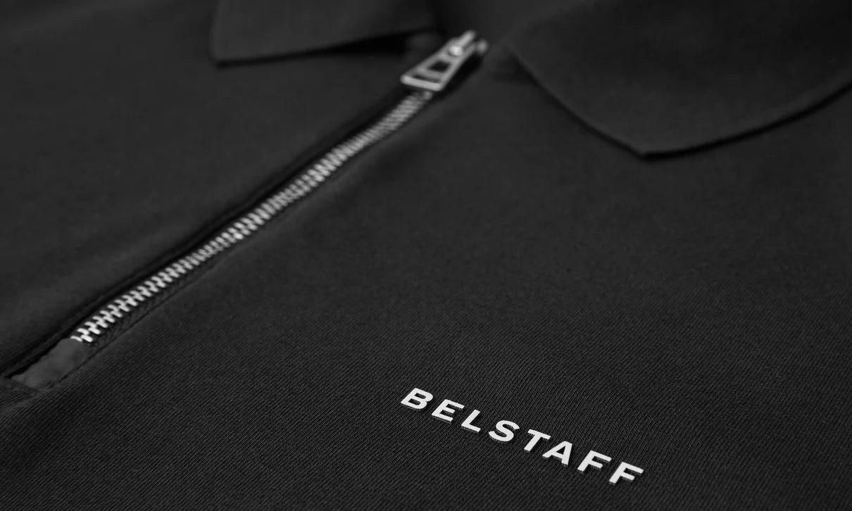 BELSTAFF ALLOY STRETCHY ZIP NECK COTTON POLO SHIRT BLACK 2XL RRP £110 BNWT