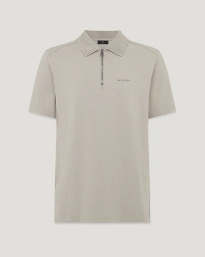 BELSTAFF ALLOY STRETCHY ZIP NECK COTTON POLO SHIRT CEMENT GREY RRP £110 BNWT