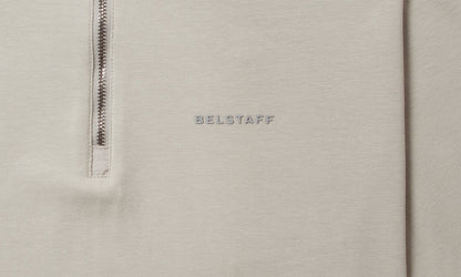 BELSTAFF ALLOY STRETCHY ZIP NECK COTTON POLO SHIRT CEMENT GREY RRP £110 BNWT