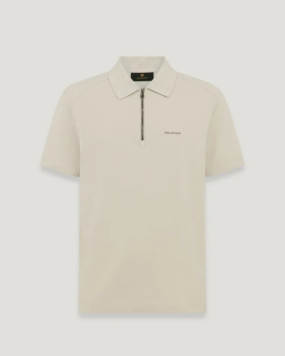 BELSTAFF ALLOY STRETCHY ZIP NECK COTTON POLO SHIRT STONE BEIGE 3XL RRP £110 BNWT