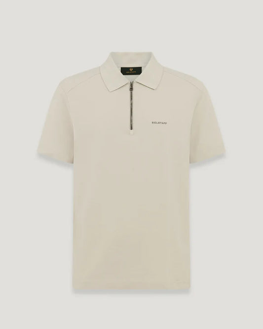 BELSTAFF ALLOY STRETCHY ZIP NECK COTTON POLO SHIRT STONE BEIGE 3XL RRP £110 BNWT