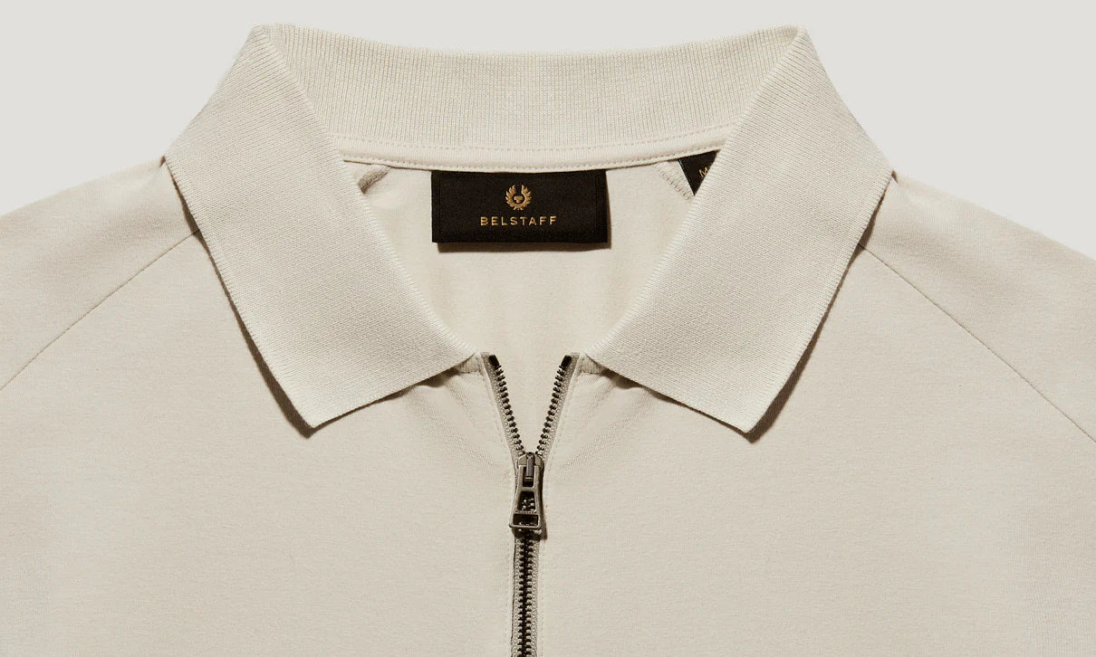 BELSTAFF ALLOY STRETCHY ZIP NECK COTTON POLO SHIRT STONE BEIGE 3XL RRP £110 BNWT