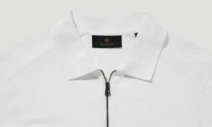 BELSTAFF ALLOY STRETCHY ZIP NECK COTTON POLO SHIRT WHITE RRP £110 BNWT