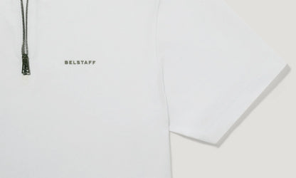BELSTAFF ALLOY STRETCHY ZIP NECK COTTON POLO SHIRT WHITE RRP £110 BNWT