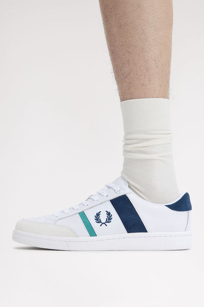 FRED PERRY B725 SUEDE & LEATHER TRAINERS WHITE/NAVY/GREEN UK 10 RRP £90 BNIB