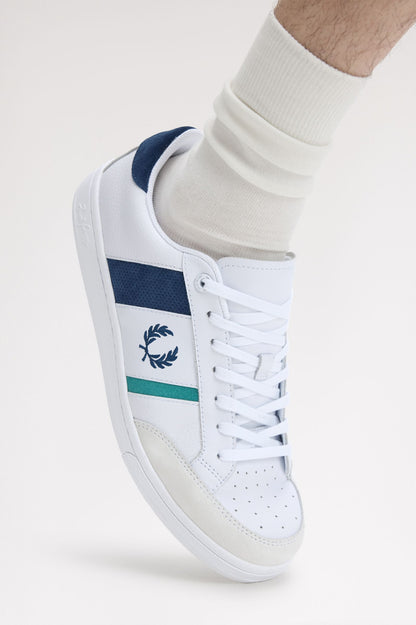 FRED PERRY B725 SUEDE & LEATHER TRAINERS WHITE/NAVY/GREEN UK 10 RRP £90 BNIB