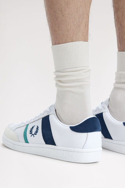 FRED PERRY B725 SUEDE & LEATHER TRAINERS WHITE/NAVY/GREEN UK 10 RRP £90 BNIB
