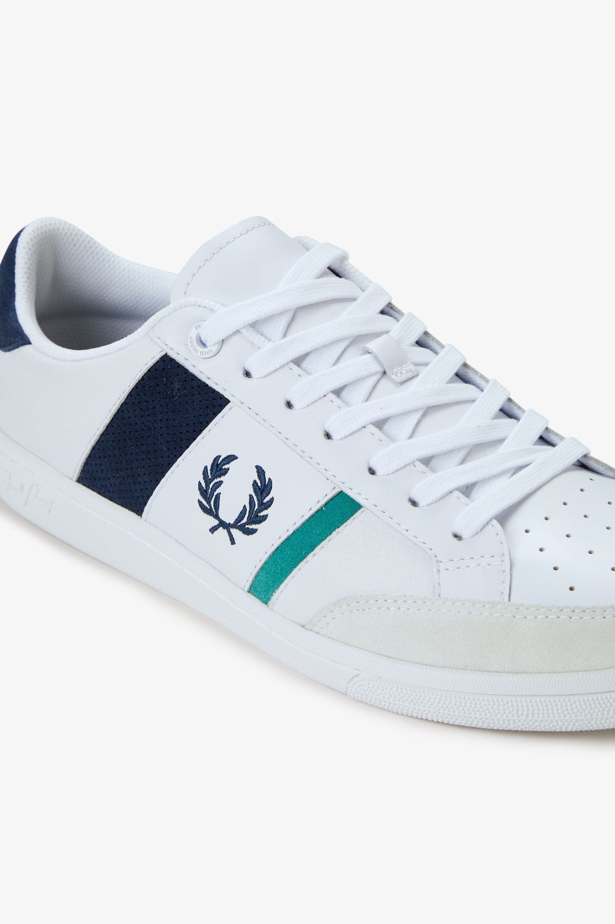 FRED PERRY B725 SUEDE & LEATHER TRAINERS WHITE/NAVY/GREEN UK 10 RRP £90 BNIB