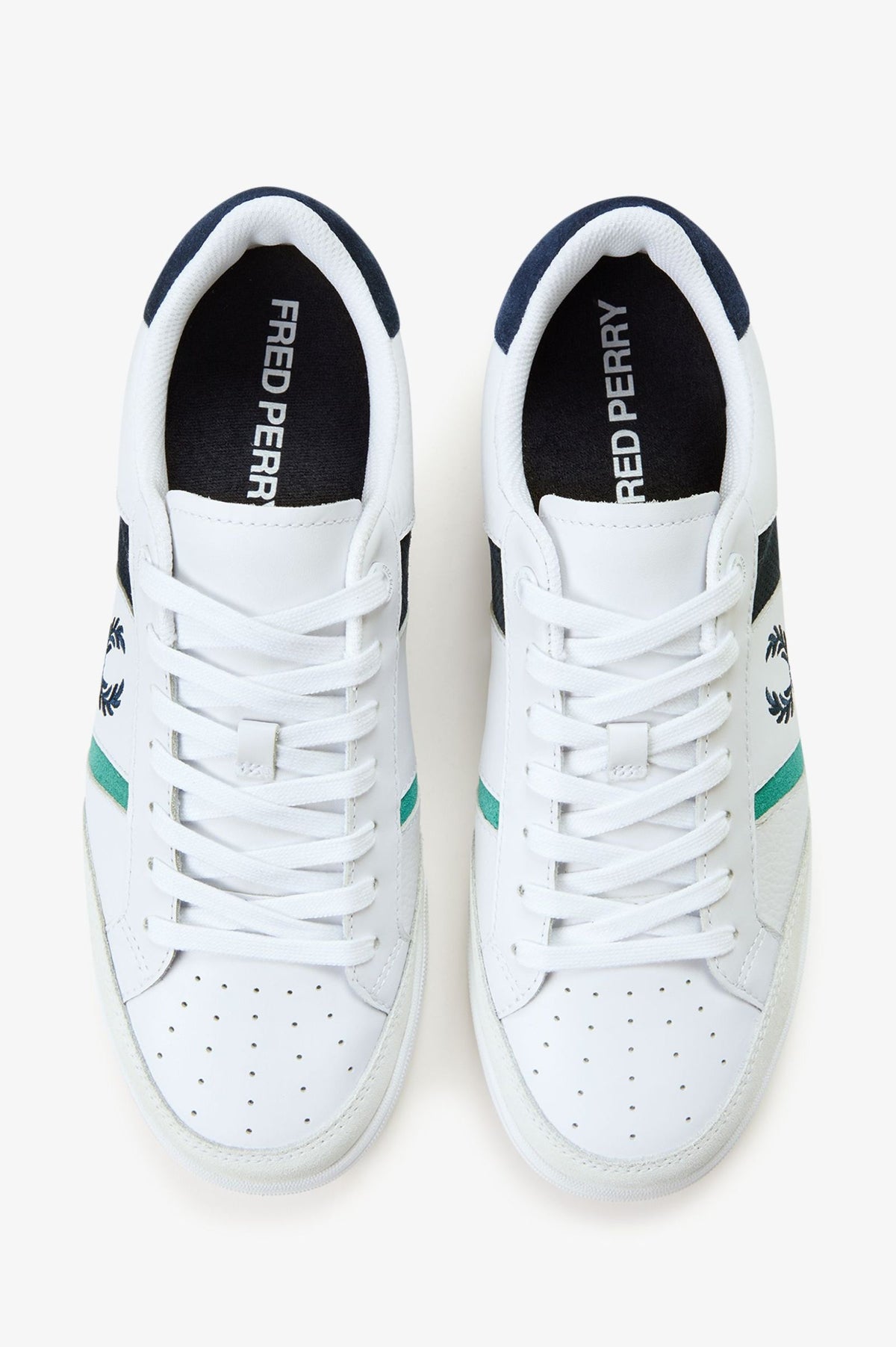 FRED PERRY B725 SUEDE & LEATHER TRAINERS WHITE/NAVY/GREEN UK 10 RRP £90 BNIB