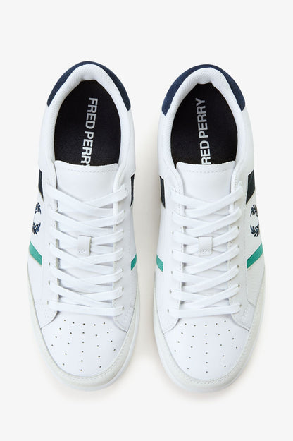 FRED PERRY B725 SUEDE & LEATHER TRAINERS WHITE/NAVY/GREEN UK 10 RRP £90 BNIB