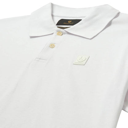 BELSTAFF STEEL MERCERISED COTTON PATCH POLO SHIRT WHITE RRP £110 BNWT