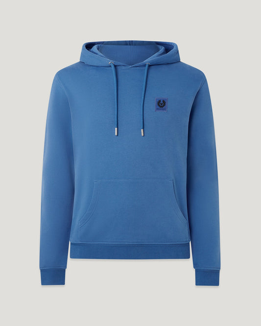 BELSTAFF COTTON FLEECE HOODED SWEATSHIRT HOODIE MARINE BLUE L RRP £150 BNWT