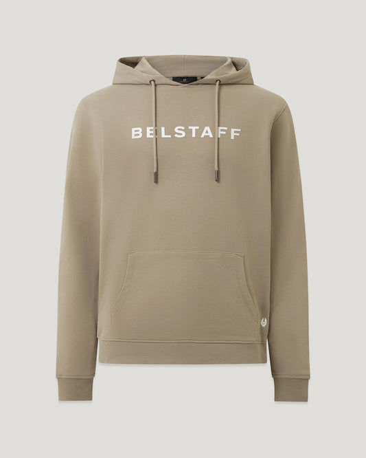 BELSTAFF LOGO HOODIE COTTON FLEECE HOODED SWEATSHIRT DARK SAND RRP £150 BNWT