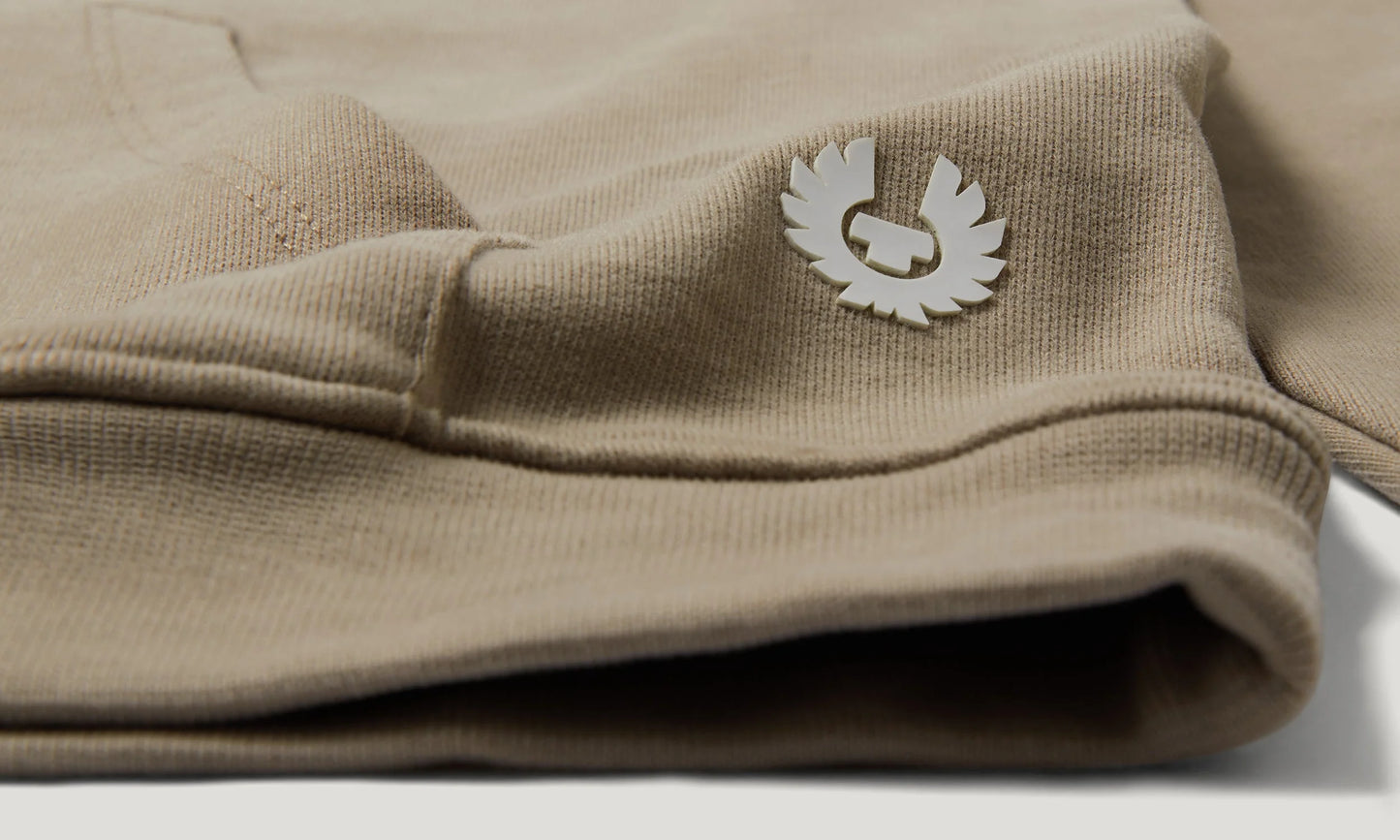BELSTAFF LOGO HOODIE COTTON FLEECE HOODED SWEATSHIRT DARK SAND RRP £150 BNWT