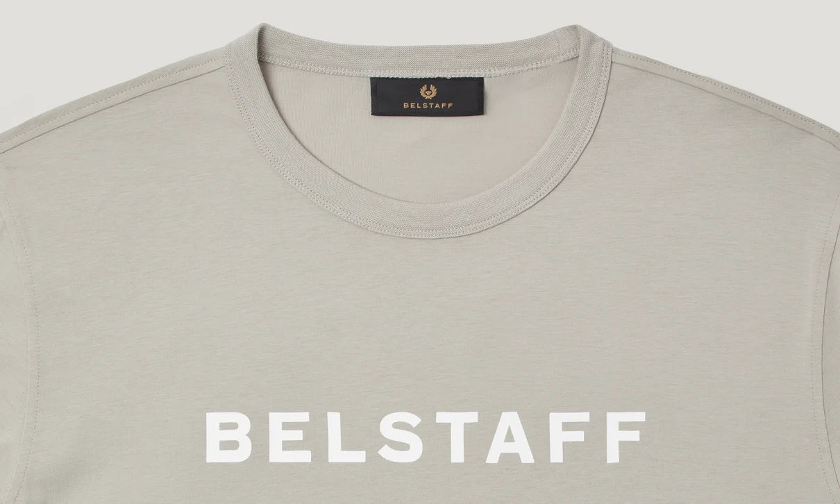 BELSTAFF LOGO COTTON T-SHIRT CEMENT GREY RRP £60 BNWT