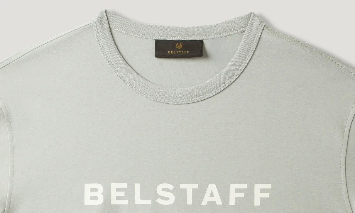 BELSTAFF LOGO COTTON T-SHIRT QUARRY BLUE RRP £60 BNWT