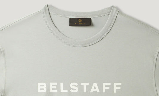 BELSTAFF LOGO COTTON T-SHIRT QUARRY BLUE RRP £60 BNWT