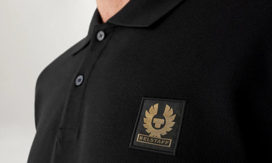 BELSTAFF PIQUE COTTON LONG SLEEVE POLO SHIRT BLACK RRP £120 BNWT