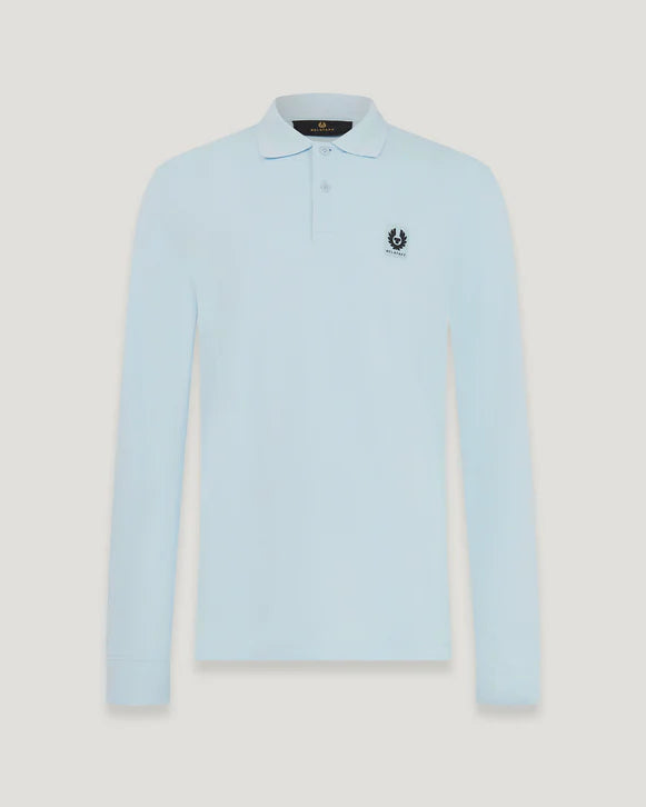 BELSTAFF PIQUE COTTON LONG SLEEVE POLO SHIRT TONAL SKY BLUE RRP £120 BNWT