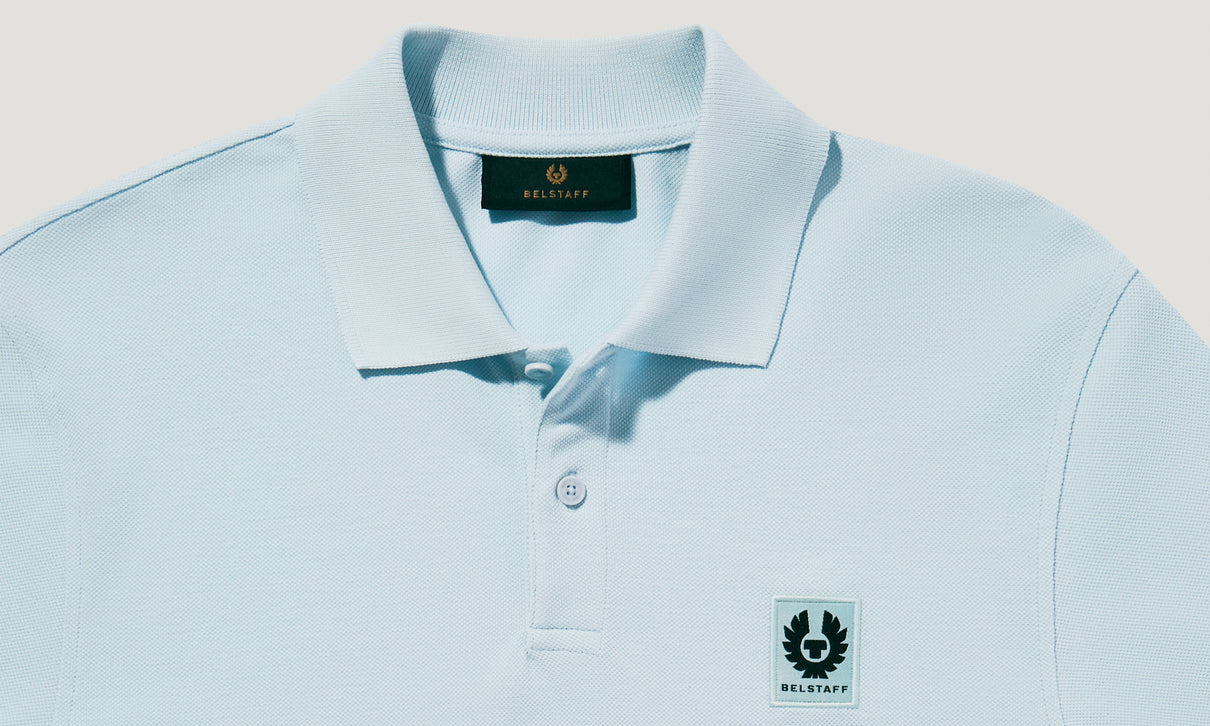 BELSTAFF PIQUE COTTON LONG SLEEVE POLO SHIRT TONAL SKY BLUE RRP £120 BNWT