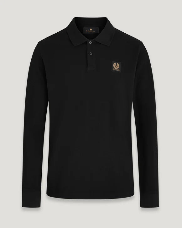 BELSTAFF PIQUE COTTON LONG SLEEVE POLO SHIRT BLACK 3XL RRP £120 BNWT