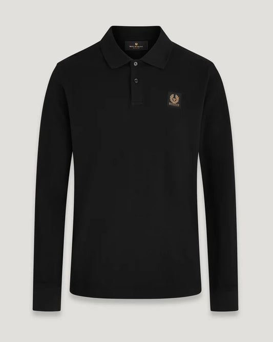 BELSTAFF PIQUE COTTON LONG SLEEVE POLO SHIRT BLACK 3XL RRP £120 BNWT