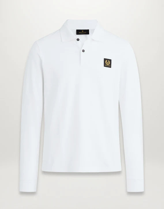 BELSTAFF PIQUE COTTON LONG SLEEVE POLO SHIRT WHITE RRP £120 BNWT