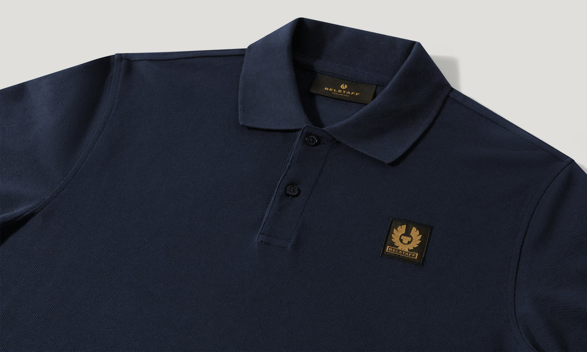 BELSTAFF PHOENIX PATCH PIQUE COTTON POLO SHIRT IN DARK INK NAVY RRP £95 BNWT