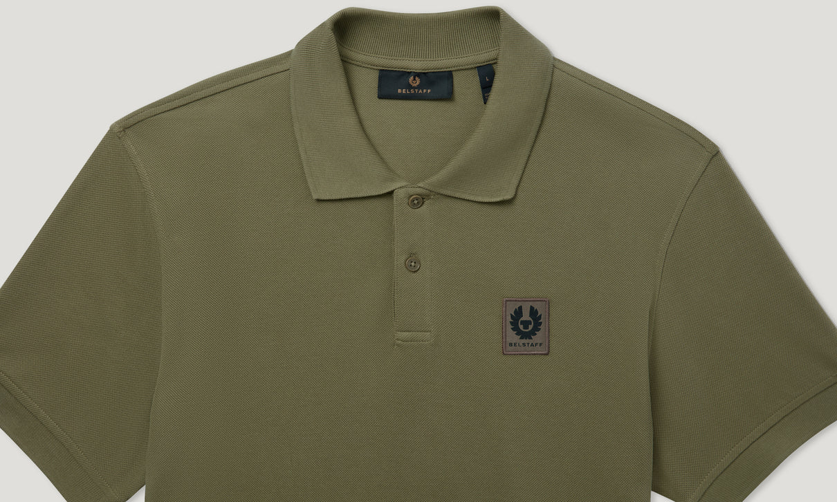 BELSTAFF PHOENIX PATCH PIQUE COTTON POLO SHIRT TRUE OLIVE GREEN RRP £95 BNWT