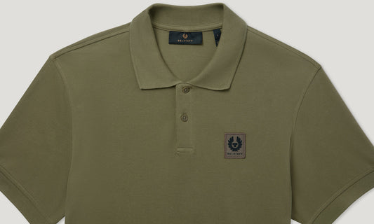 BELSTAFF PHOENIX PATCH PIQUE COTTON POLO SHIRT TRUE OLIVE GREEN RRP £95 BNWT
