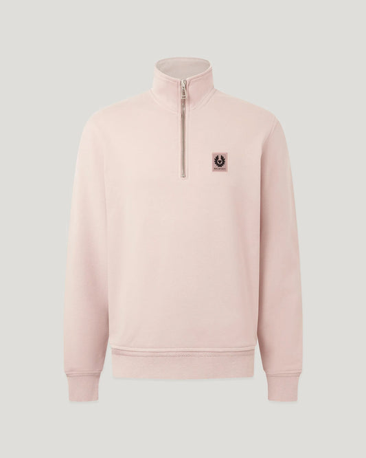 BELSTAFF QUARTER ZIP COTTON FLEECE SWEATSHIRT DUSK PINK RRP £145 BNWT