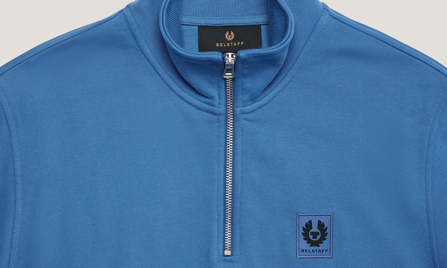 BELSTAFF QUARTER ZIP COTTON FLEECE SWEATSHIRT MARINE BLUE RRP £145 BNWT
