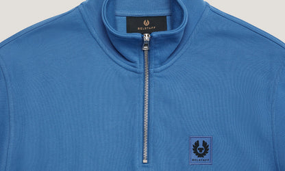 BELSTAFF QUARTER ZIP COTTON FLEECE SWEATSHIRT MARINE BLUE RRP £145 BNWT