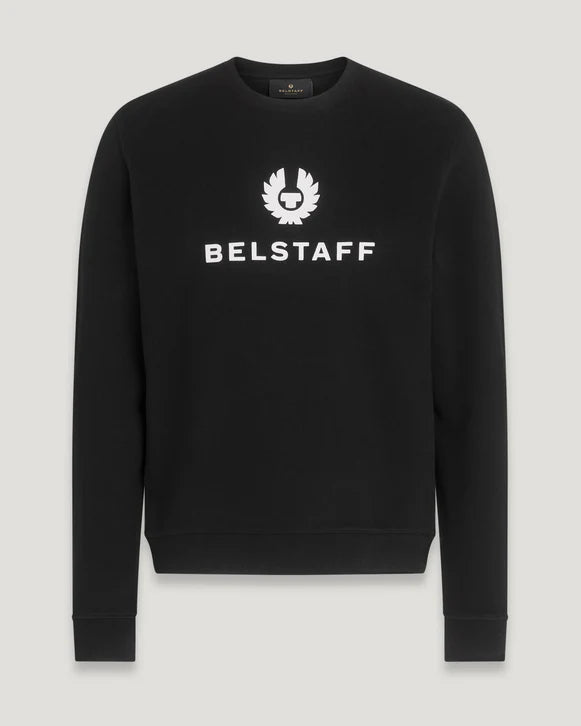 BELSTAFF SIGNATURE CREW NECK SWEATSHIRT BLACK/OFF WHITE MEDIUM RRP £135 BNWT