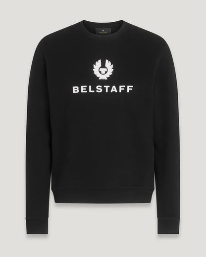 BELSTAFF SIGNATURE CREW NECK SWEATSHIRT BLACK/OFF WHITE MEDIUM RRP £135 BNWT