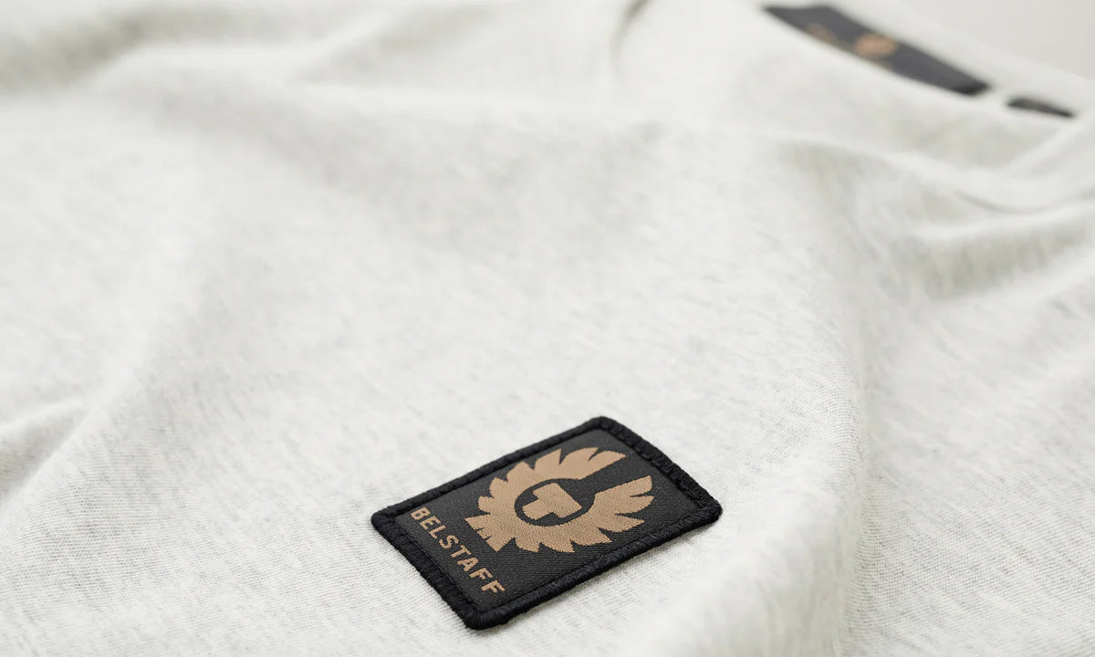 BELSTAFF PHOENIX PATCH COTTON T-SHIRT OLD SILVER HEATHER RRP £60 BNWT