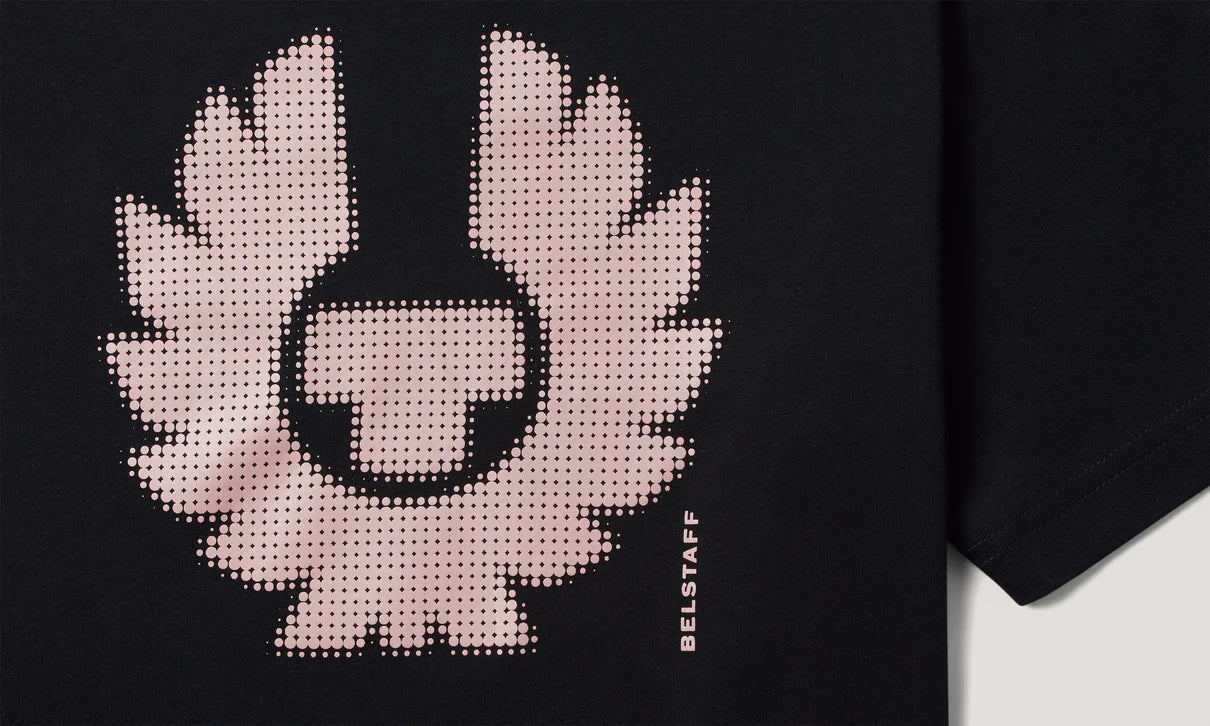 BELSTAFF BITMAP LOGO COTTON T-SHIRT BLACK/PINK RRP £60 BNWT