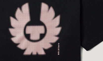 BELSTAFF BITMAP LOGO COTTON T-SHIRT BLACK/PINK RRP £60 BNWT