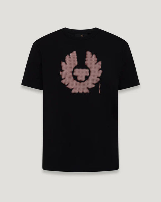 BELSTAFF BITMAP LOGO COTTON T-SHIRT BLACK/PINK RRP £60 BNWT