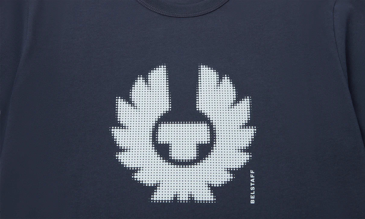 BELSTAFF BITMAP LOGO COTTON T-SHIRT DARK INK NAVY RRP £60 BNWT