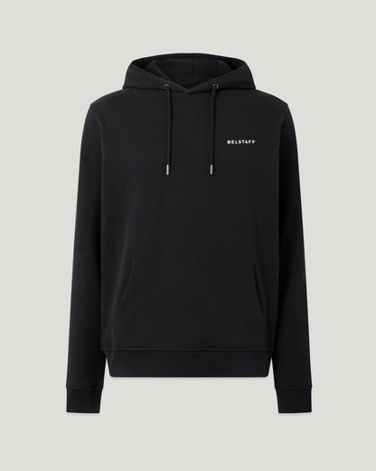 BELSTAFF BORDER COTTON FLEECE HOODED SWEATSHIRT HOODIE BLACK RRP £155 BNWT