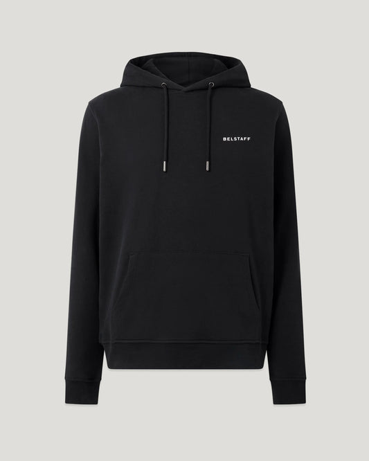 BELSTAFF BORDER COTTON FLEECE HOODED SWEATSHIRT HOODIE BLACK RRP £155 BNWT