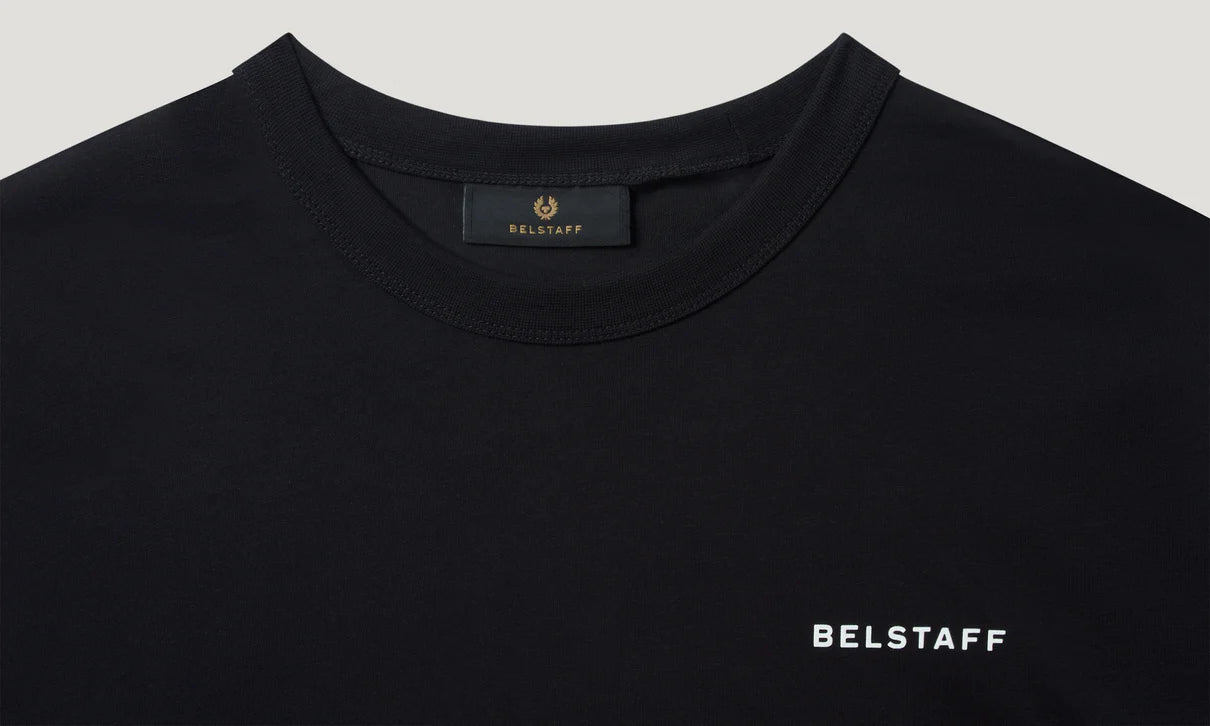 BELSTAFF BORDER LOGO COTTON T-SHIRT BLACK RRP £70 BNWT