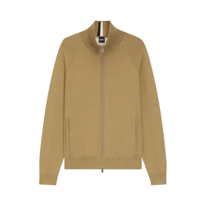 HUGO BOSS H-IDINO FULL ZIP COTTON/WOOL CARDIGAN DARK BEIGE 2XL RRP £239 BNWT