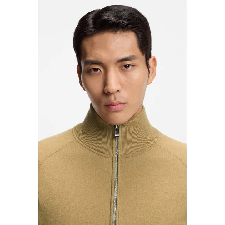 HUGO BOSS H-IDINO FULL ZIP COTTON/WOOL CARDIGAN DARK BEIGE 2XL RRP £239 BNWT