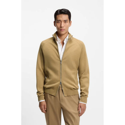 HUGO BOSS H-IDINO FULL ZIP COTTON/WOOL CARDIGAN DARK BEIGE 2XL RRP £239 BNWT