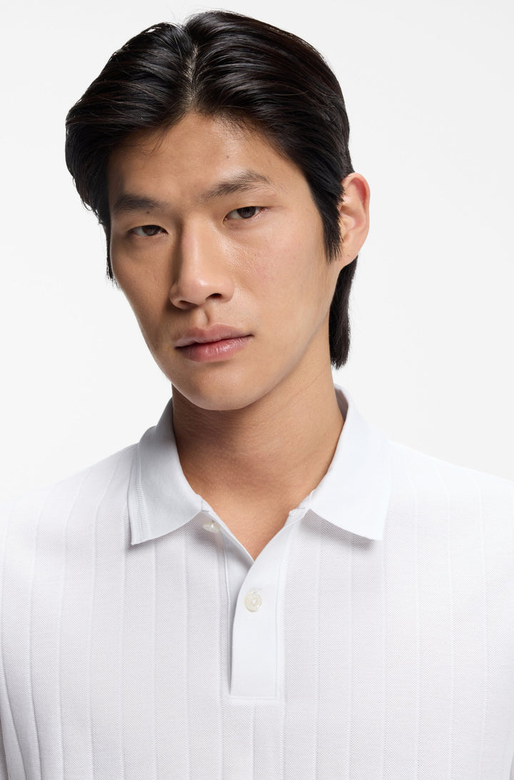 HUGO BOSS H PARLAY RIBBED COTTON POLO SHIRT WHITE 2XL RRP £130 BNWT