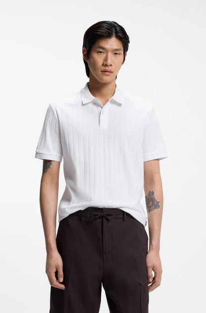 HUGO BOSS H PARLAY RIBBED COTTON POLO SHIRT WHITE 2XL RRP £130 BNWT