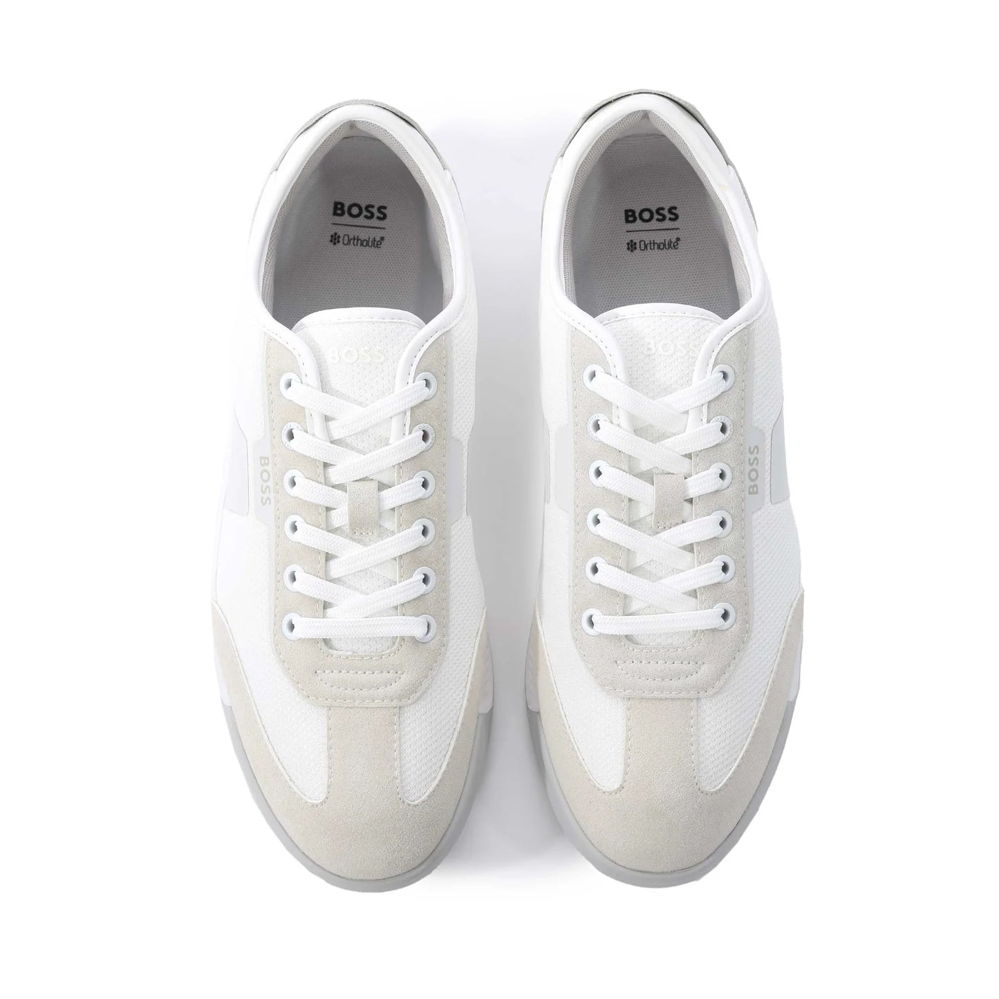 HUGO BOSS NITAN LEATHER & SUEDE TRAINERS WHITE UK 9 RRP £170 BNIB